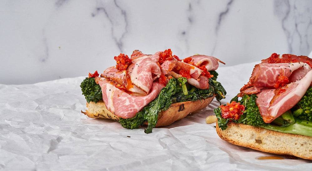 OPEN-FACE SPICY CAPICOLLO & BROCCOLI RABE