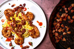 SOFT SCRAMBLE WITH SHRIMP & ANDOUILLE