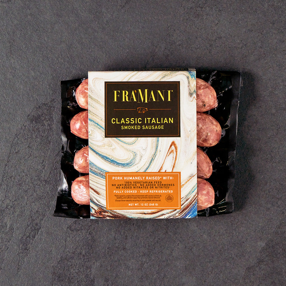 Fra' Mani Gourmet Classic Italian Smoked Sausage - Fully Cooked. 4 Pack - 12 Ounces